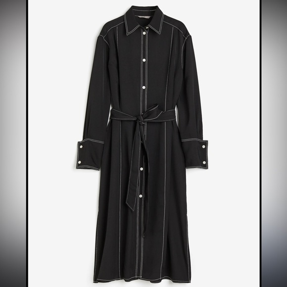 H&M Dresses & Skirts - Tie-belt shirt dress - Black - Ladies |H&M size small.